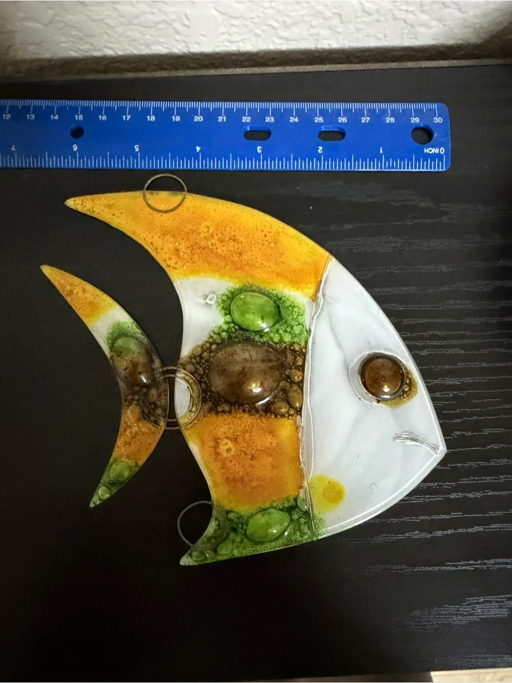 Set of 3 Vintage Mid Century Fused Art Glass Fish Wall Plaques, Higgins Style